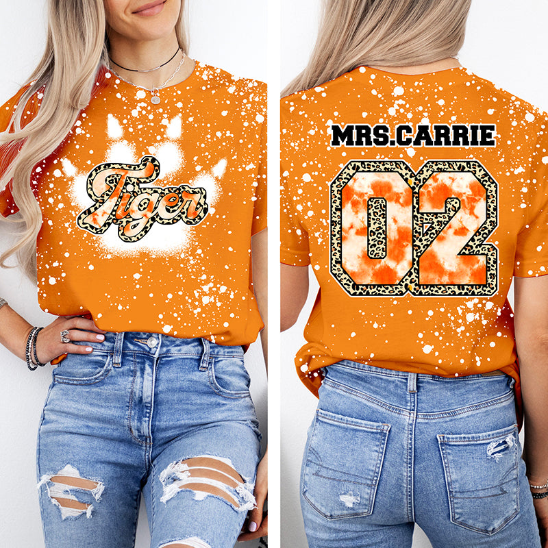 Personalized Mascot Paw Your Name And Number Teacher Two Sided Printed Super Soft T-Shirt