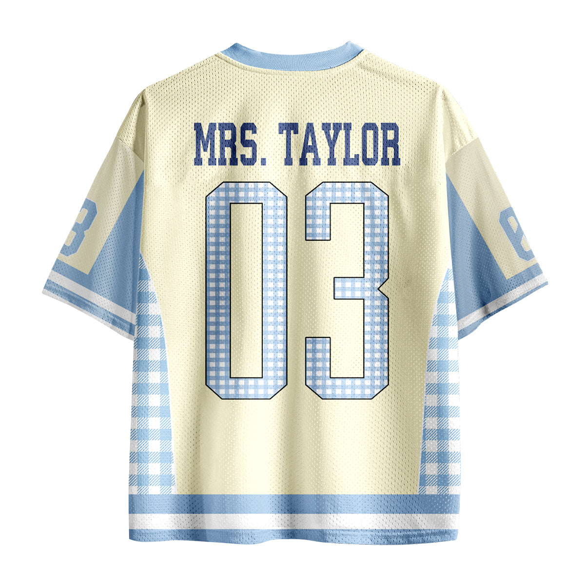 Personalized Grade And Name Gingham Pennant Teacher Mesh Jersey