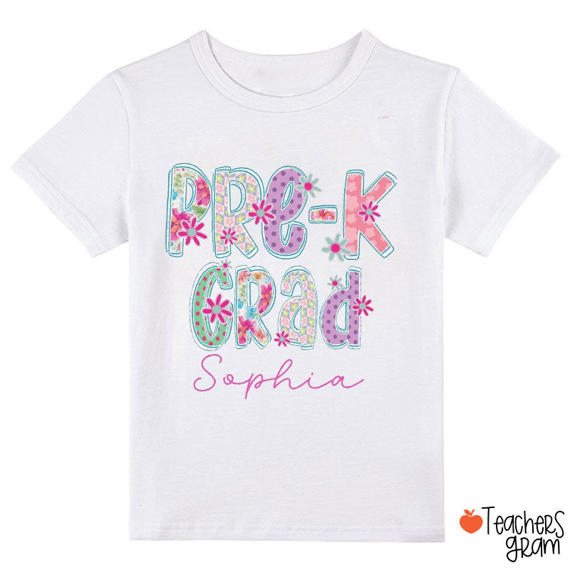 Personalized Grade Flowers Font Class T-Shirt