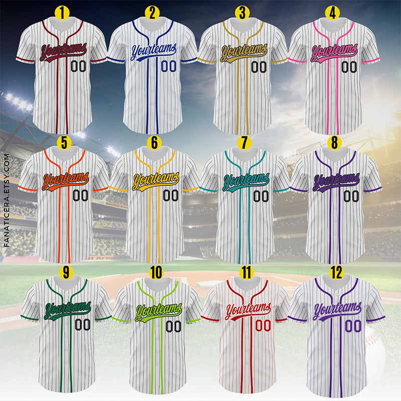 Personalized Team Name Number Pinstripe Baseball Jersey