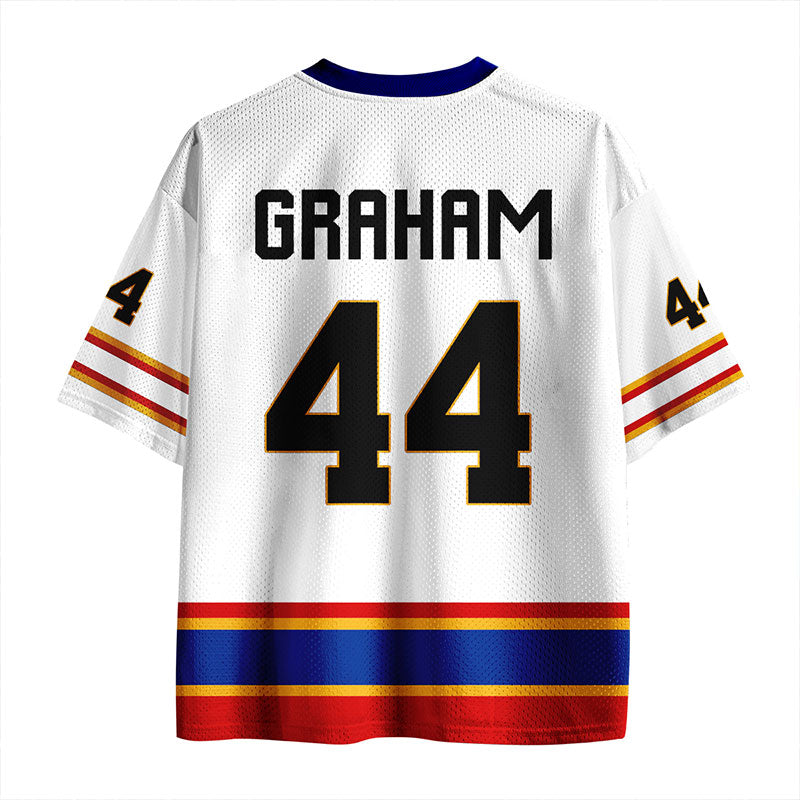 Personalized Red Blue And Gold Stripes Teacher Mesh Jersey