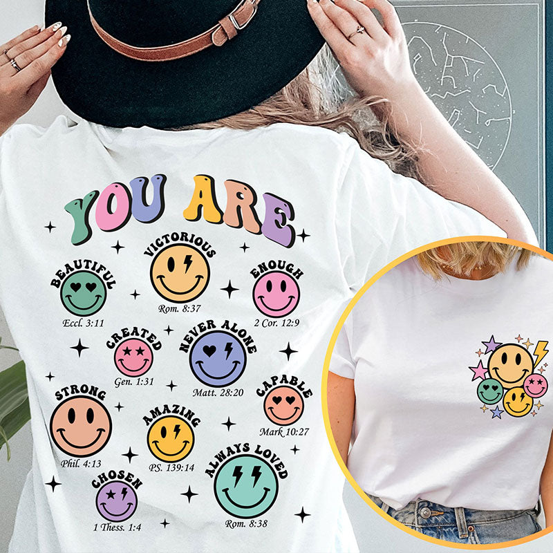 Smile Face You Are Teacher Two Sided T-Shirt