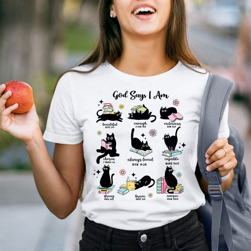 Cute Cat God Says I Am Teacher T-Shirt