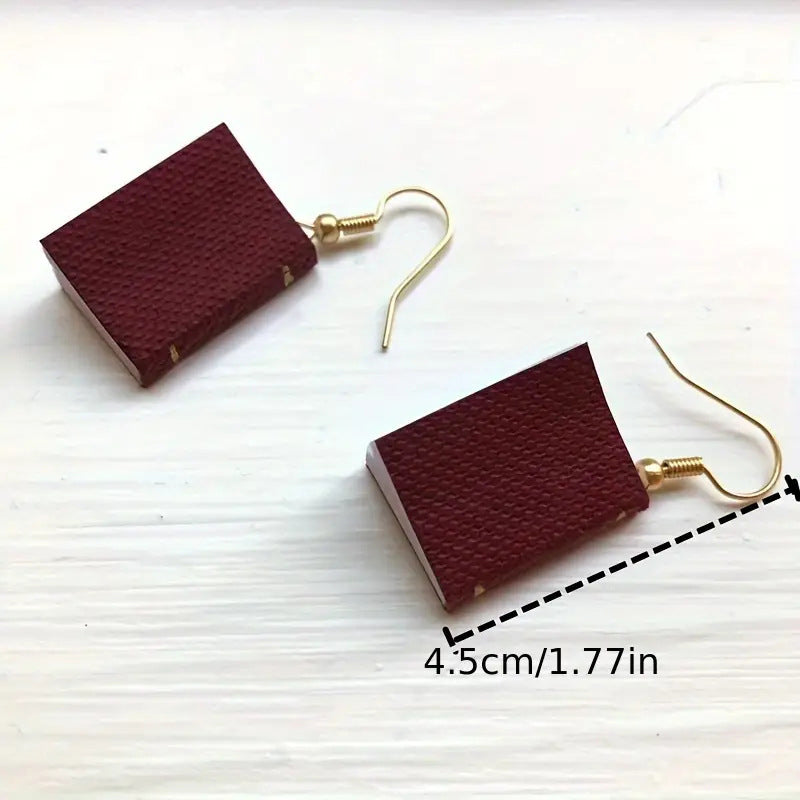 3D Book Teacher Metal Earrings