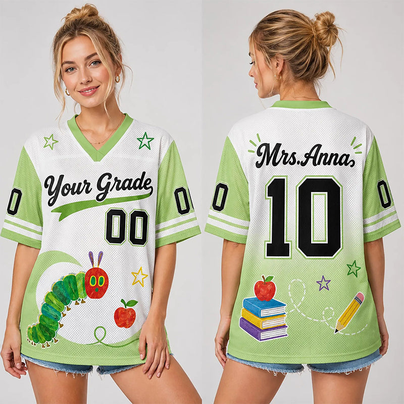 Personalized Grade And Name Caterpillar Teacher Mesh Jersey
