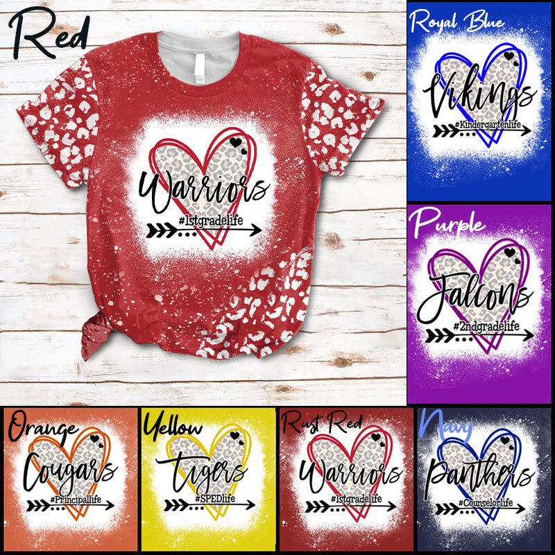 Personalized Love Heart Leopard Teacherlife Teacher Printed Super Soft T-Shirt