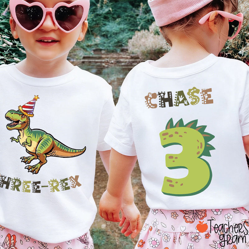 Personalized T-Rex Birthday Class Two Sided T-Shirt
