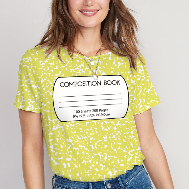 Yellow Composition Book Teacher Printed Super Soft T-Shirt