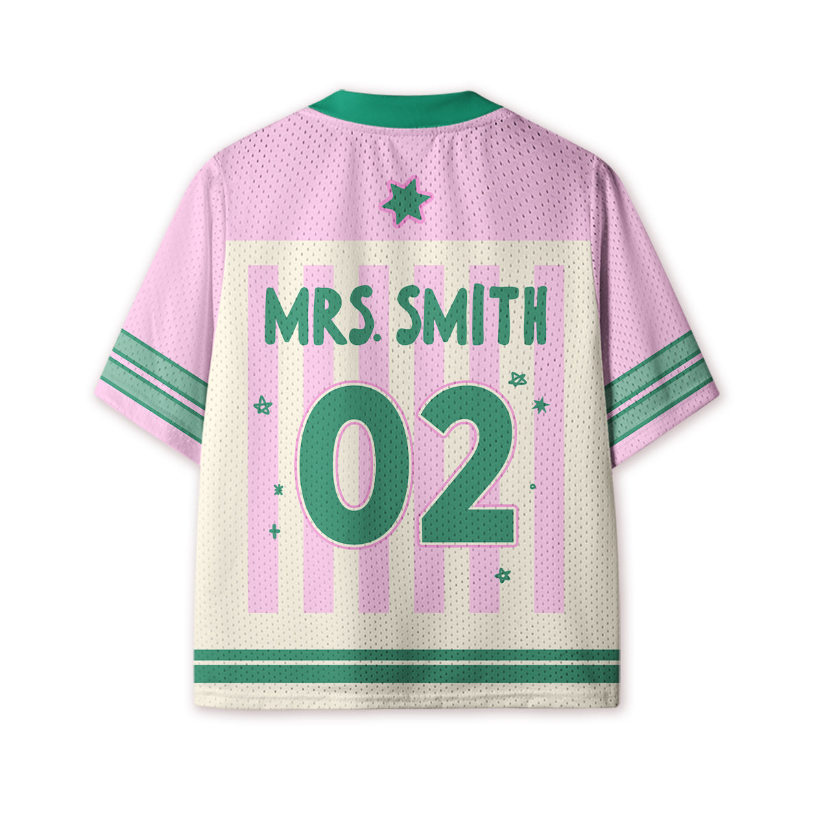 Personalized Grade And Name Preppy Stripes Kids Mesh Jersey