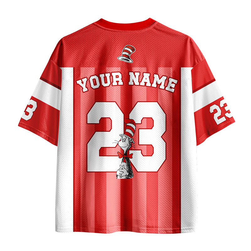 Personalized School Spirit Cat Red Mesh Jersey