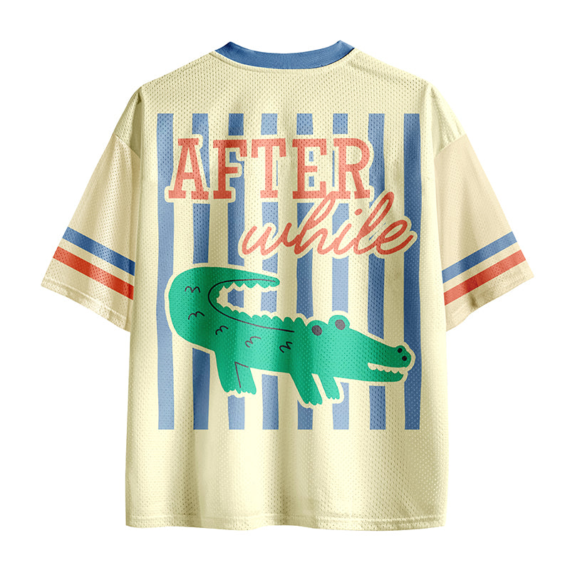 Striped Later Gator After While Crocodile Teacher Mesh Jersey