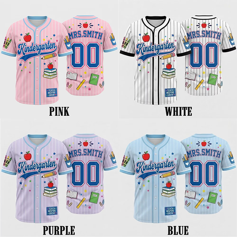 Personalized Grade Name And Number Teacher Baseball Jersey