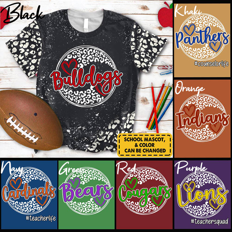 Personalized School Mascot Leopard Circle Teacher Printed Super Soft T-Shirt
