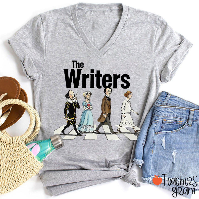 The Writers Funny Literature Teacher Female V-Neck T-Shirt
