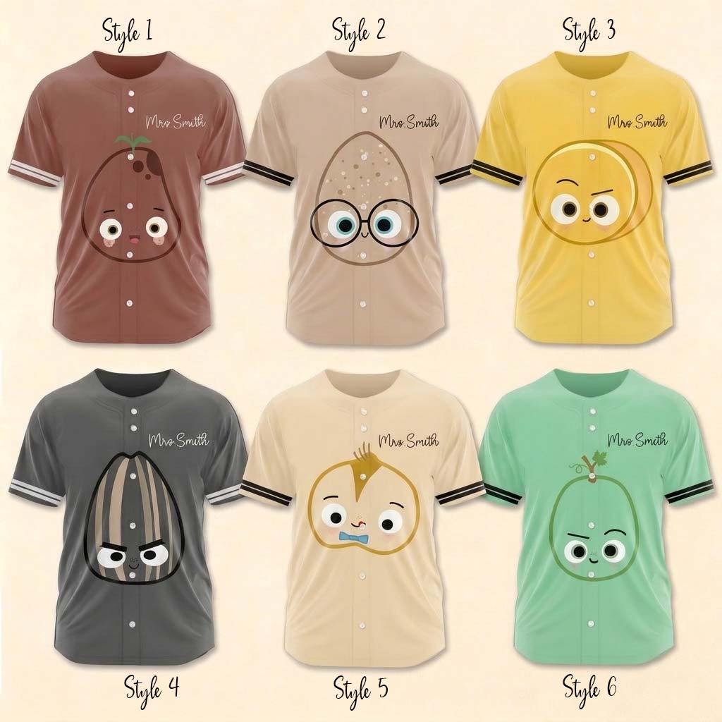 Personalized Name Potatoes Seeds Eggs Teacher Baseball Jersey