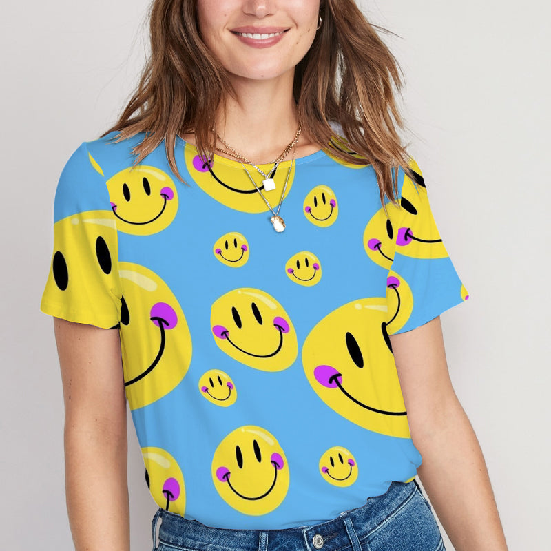Happy Yellow Smile Face Teacher Printed Super Soft T-Shirt