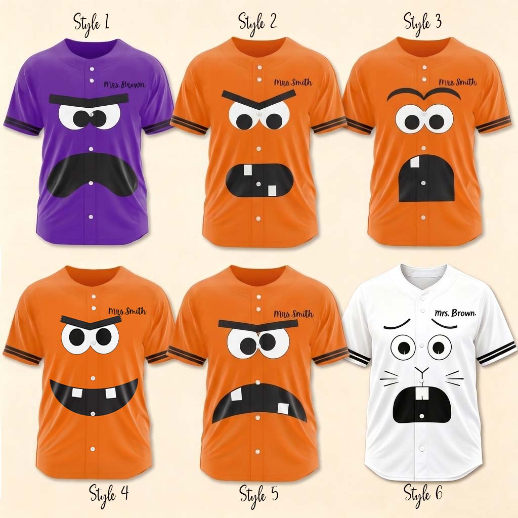 Personalized Book Character Halloween Teacher Baseball Jersey