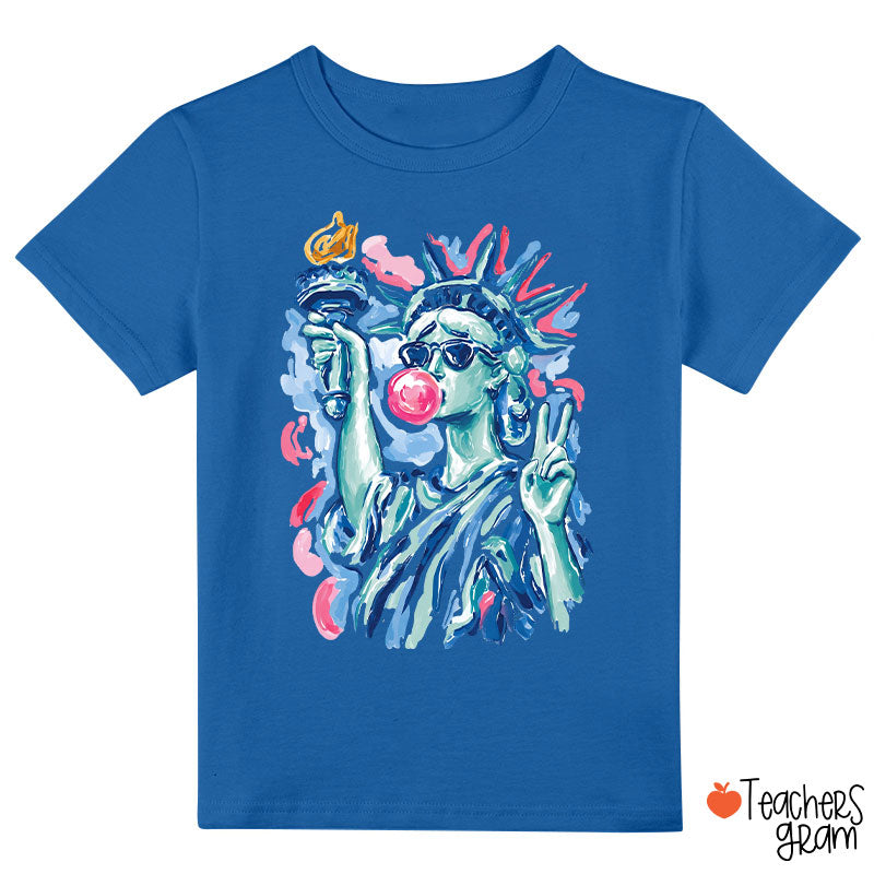 Preppy Statue Of Liberty Blowing Bubble Class T-Shirt