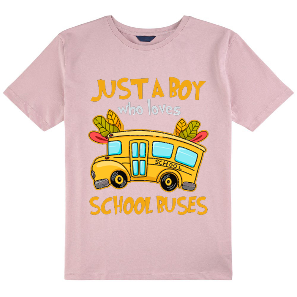 Personalized Just A Boy Who Loves School Buses Class T-Shirt