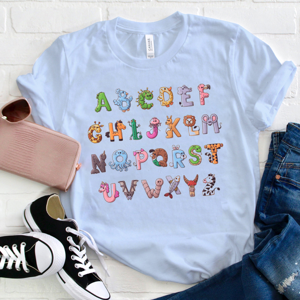 ABCDE Cute Animals Letter T-Shirt