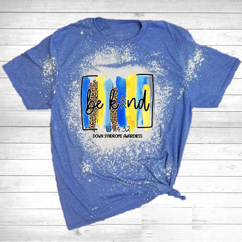 Be Kind Down Syndrome Awareness Teacher Printed T-Shirt