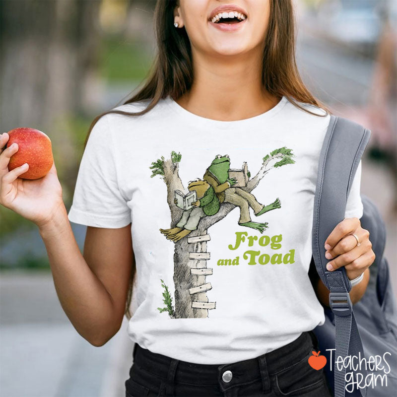 Frog And Friend Old Book Teacher T-Shirt