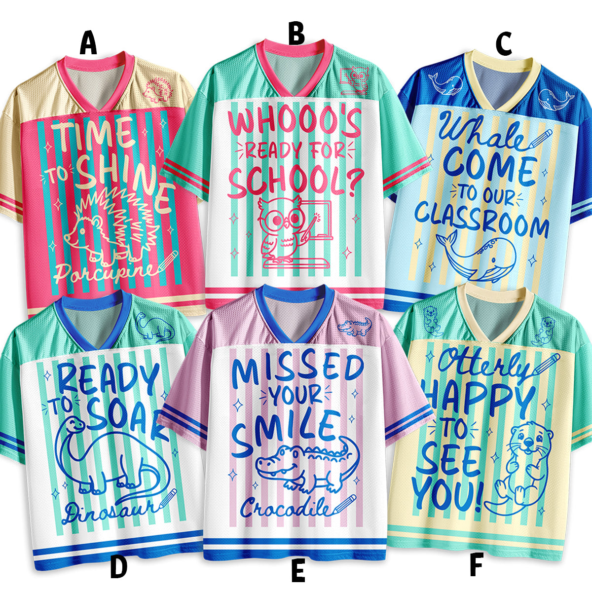 Personalized Animal Pun Striped Teacher Mesh Jersey