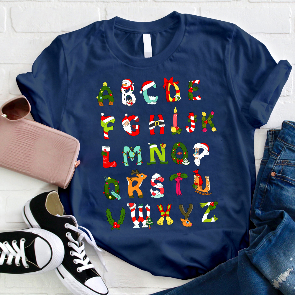 Christmas Alphabet All The Cute Things In Christmas Teacher T-Shirt