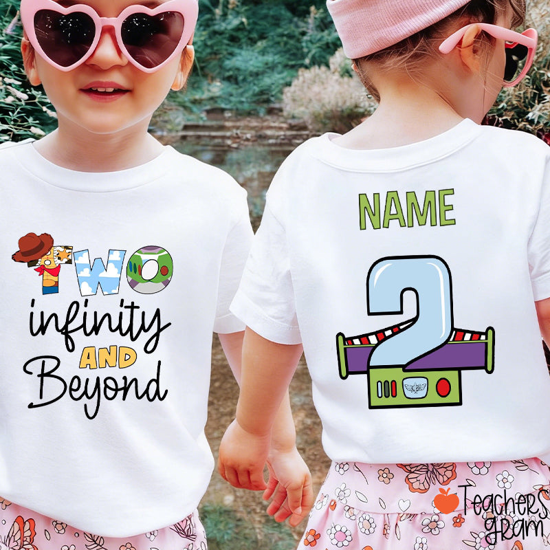 Personalized Space Cowboy Two Birthday Name Class Two Sided T-Shirt