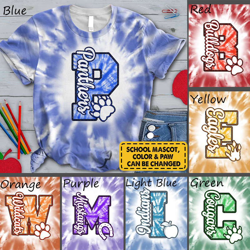 Personalized School Mascot Paw All Over Teacher Printed Super Soft T-Shirt