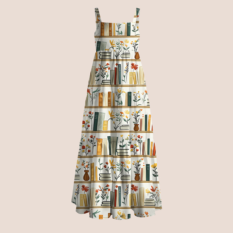 Retro Flowers Books Teacher Slip Dress