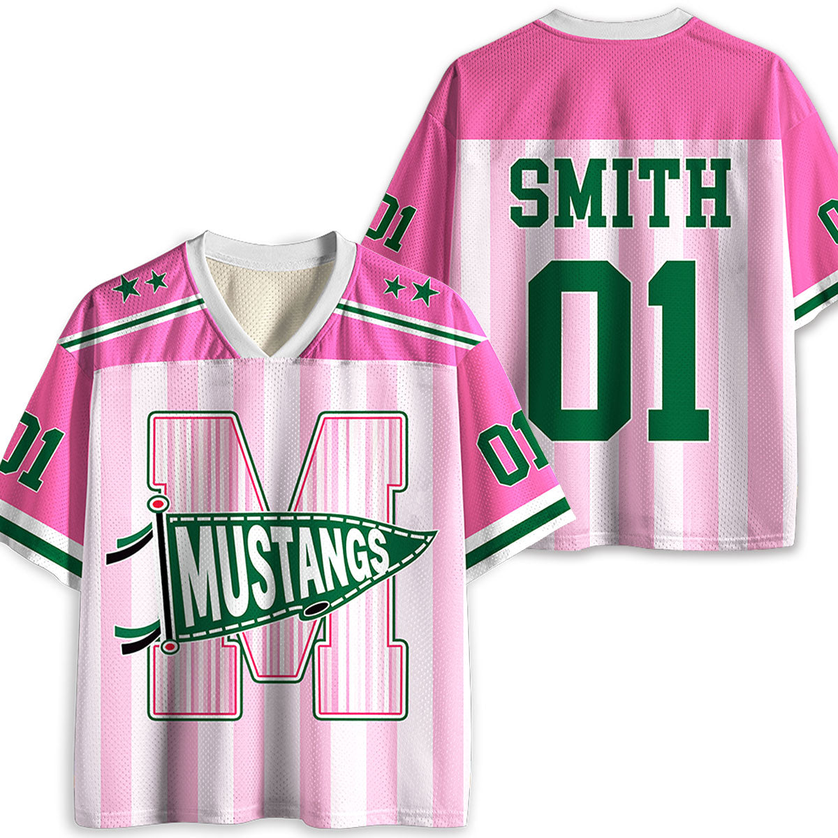Personalized Mascot Pennant Initial School Spirit Teacher Mesh Jersey