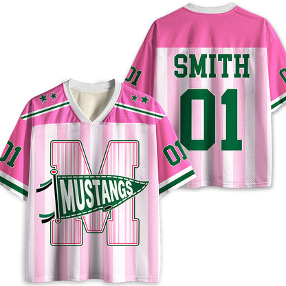 Personalized Mascot Pennant Initial School Spirit Teacher Mesh Jersey