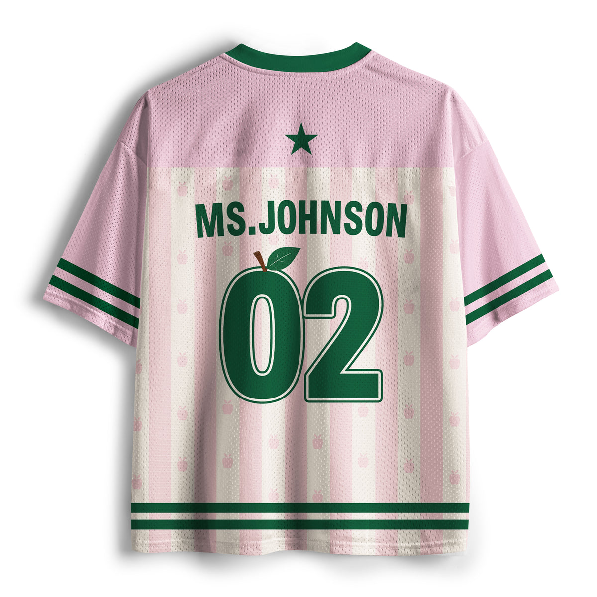 Personalized Grade And Name Pencil Preppy Stripes Teacher Mesh Jersey