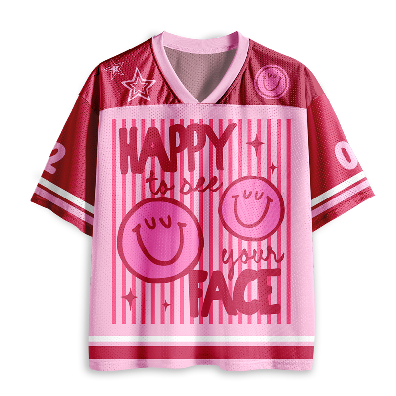 Personalized Name Two Sided Smile Face Striped Jersey Teacher T-Shirt