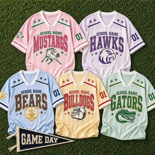 Personalized Mascot Striped Star Print Teacher Mesh Jersey