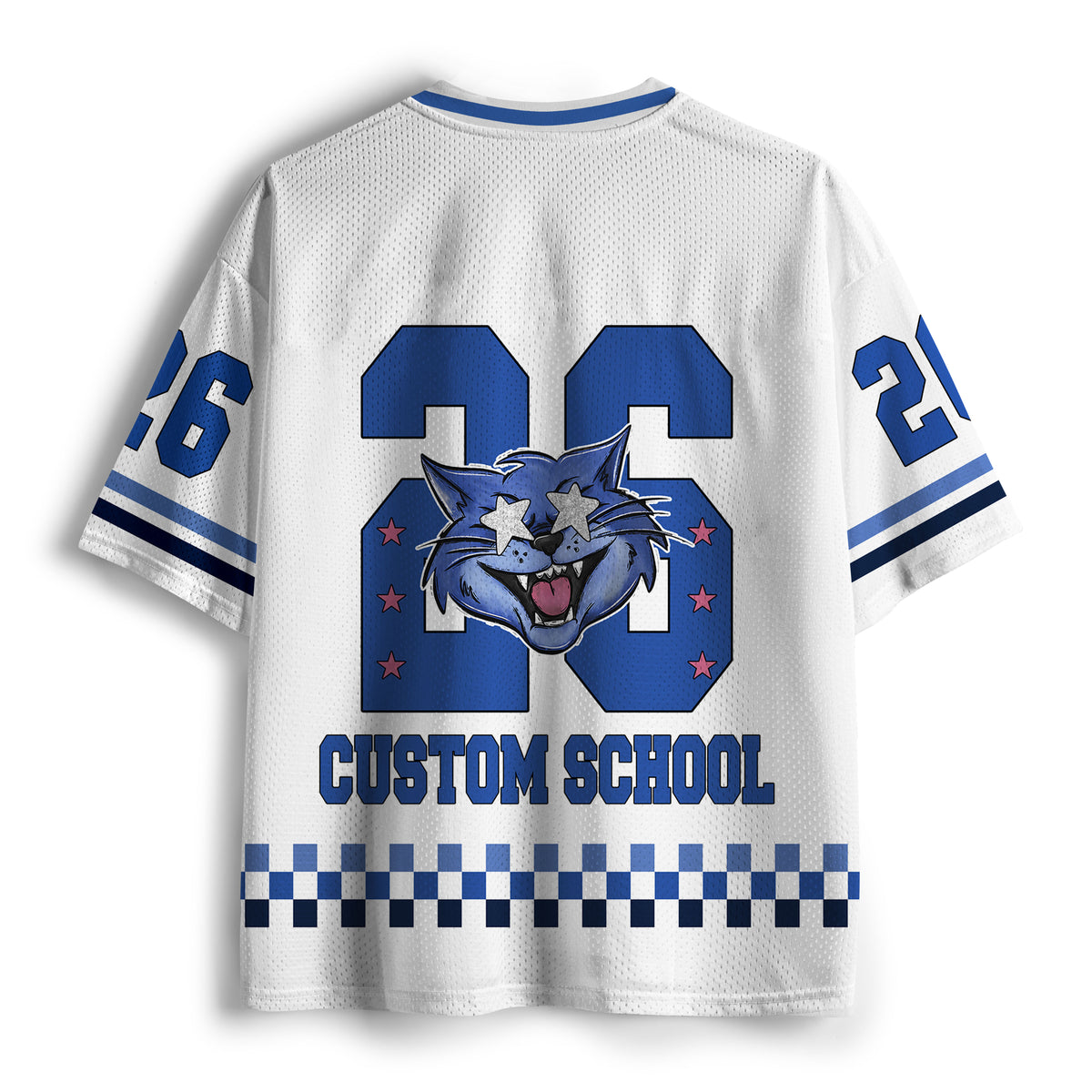 Personalized We Are Mascot School Spirit Checkered Teacher Mesh Jersey
