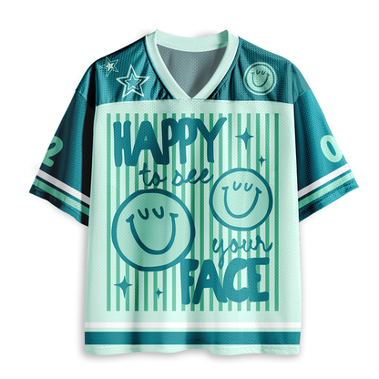 Personalized Name Two Sided Smile Face Striped Jersey Teacher T-Shirt