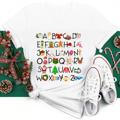 Christmas Elements Alphabet Teacher T-Shirt