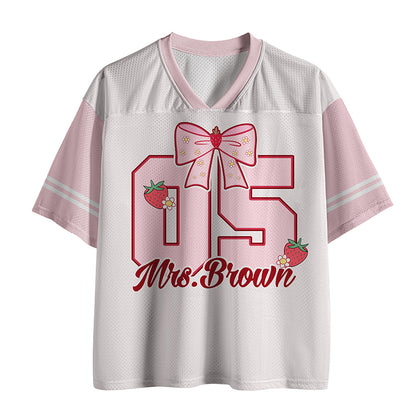Personalized Grade And Name Strawberry Teacher Mesh Jersey