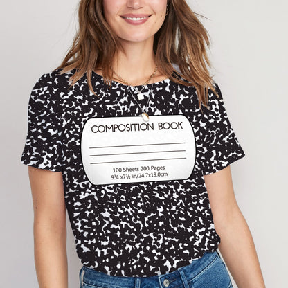 Black Composition Book Teacher Printed Super Soft T-Shirt