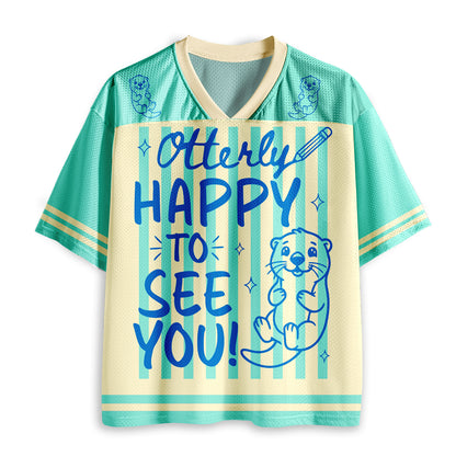 Personalized Animal Pun Striped Teacher Mesh Jersey