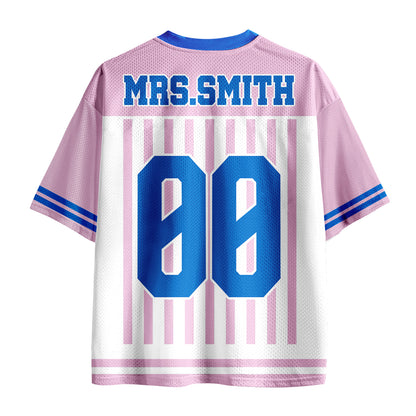 Personalized Animal Pun Striped Teacher Mesh Jersey
