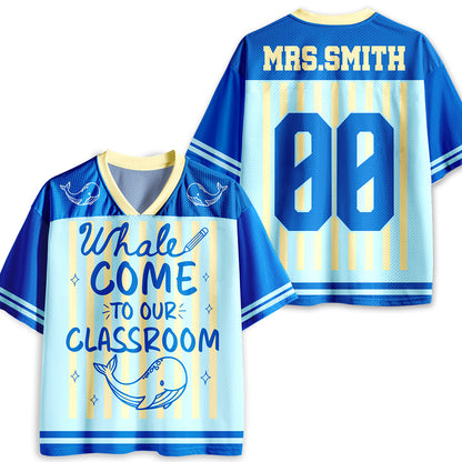 Personalized Animal Pun Striped Teacher Mesh Jersey