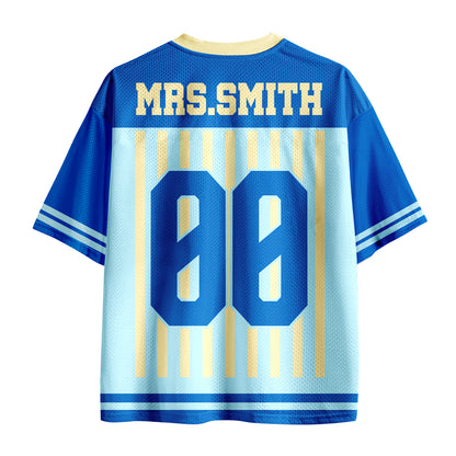 Personalized Animal Pun Striped Teacher Mesh Jersey