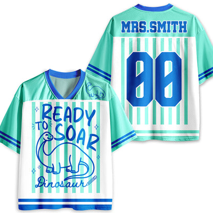 Personalized Animal Pun Striped Teacher Mesh Jersey