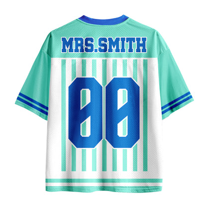 Personalized Animal Pun Striped Teacher Mesh Jersey