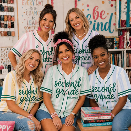 Personalized Grade And Name Striped Teacher Baseball Jersey