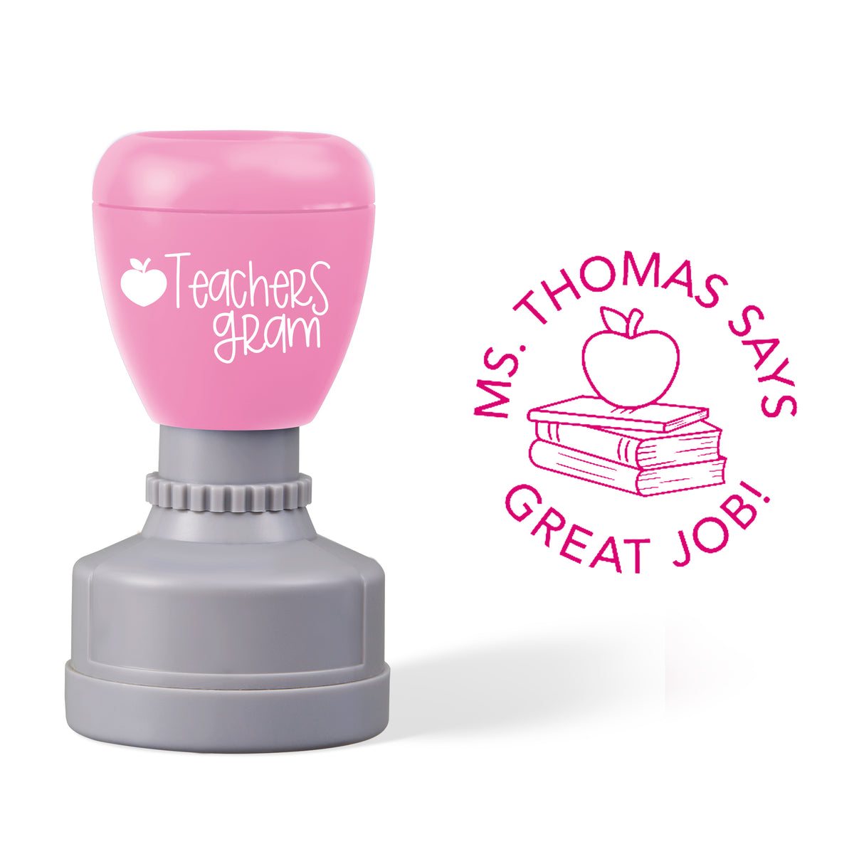 Personalized Name Great Job Book Apple Teacher Stamp