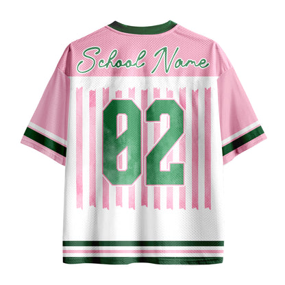 Personalized Mascot School Spirit Stripes Pennant Teacher Mesh Jersey